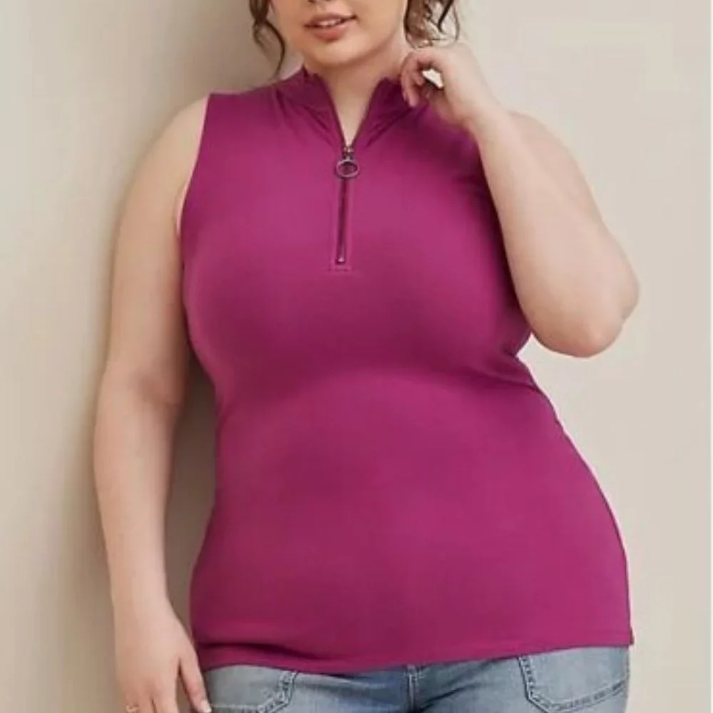 TORRID SIZE PURPLE FOXY MOCK NECK ZIP UP TANK - Picture 1 of 2
